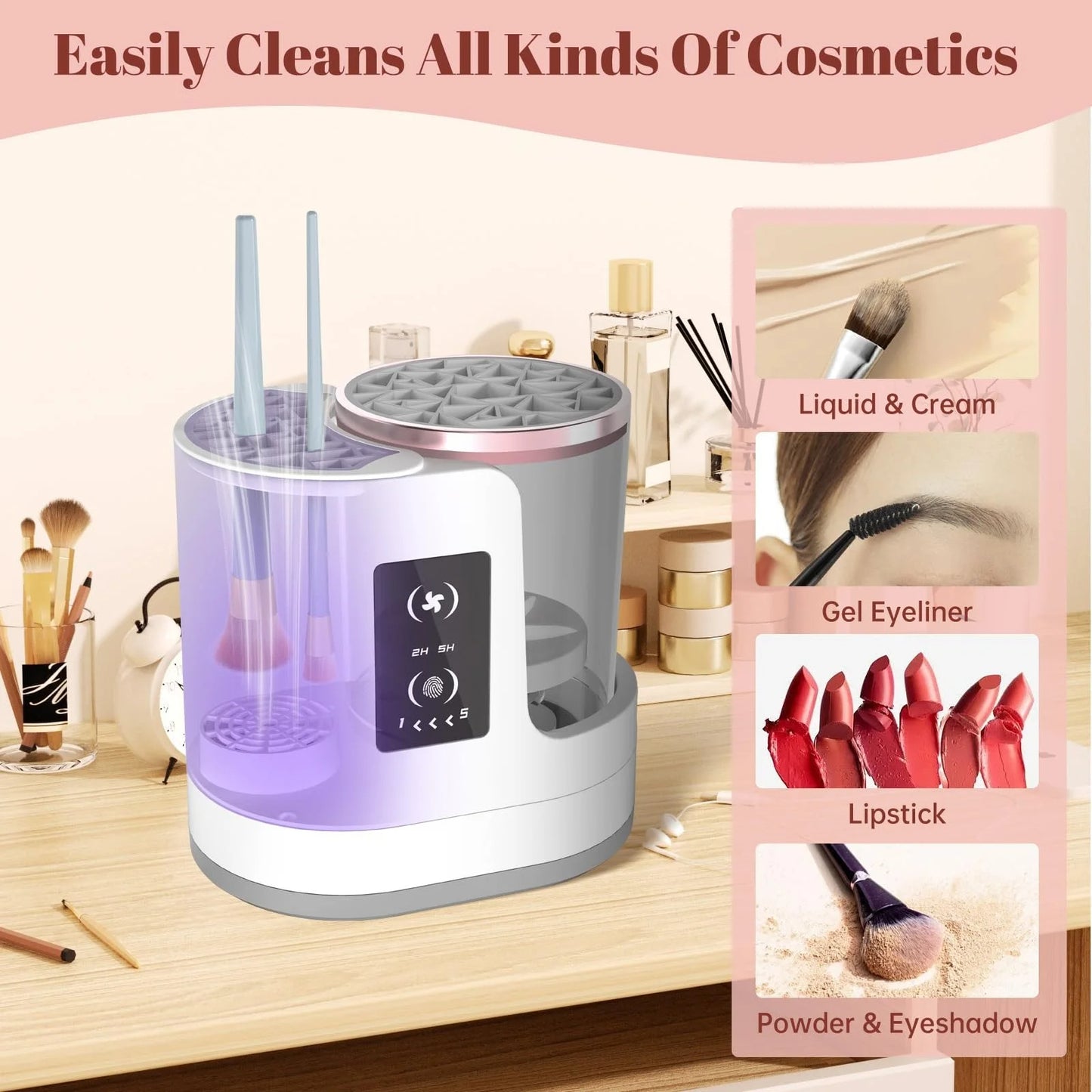 3-in-1 Electric Makeup Brush Cleaner – Clean, Dry & Organize in Minutes
