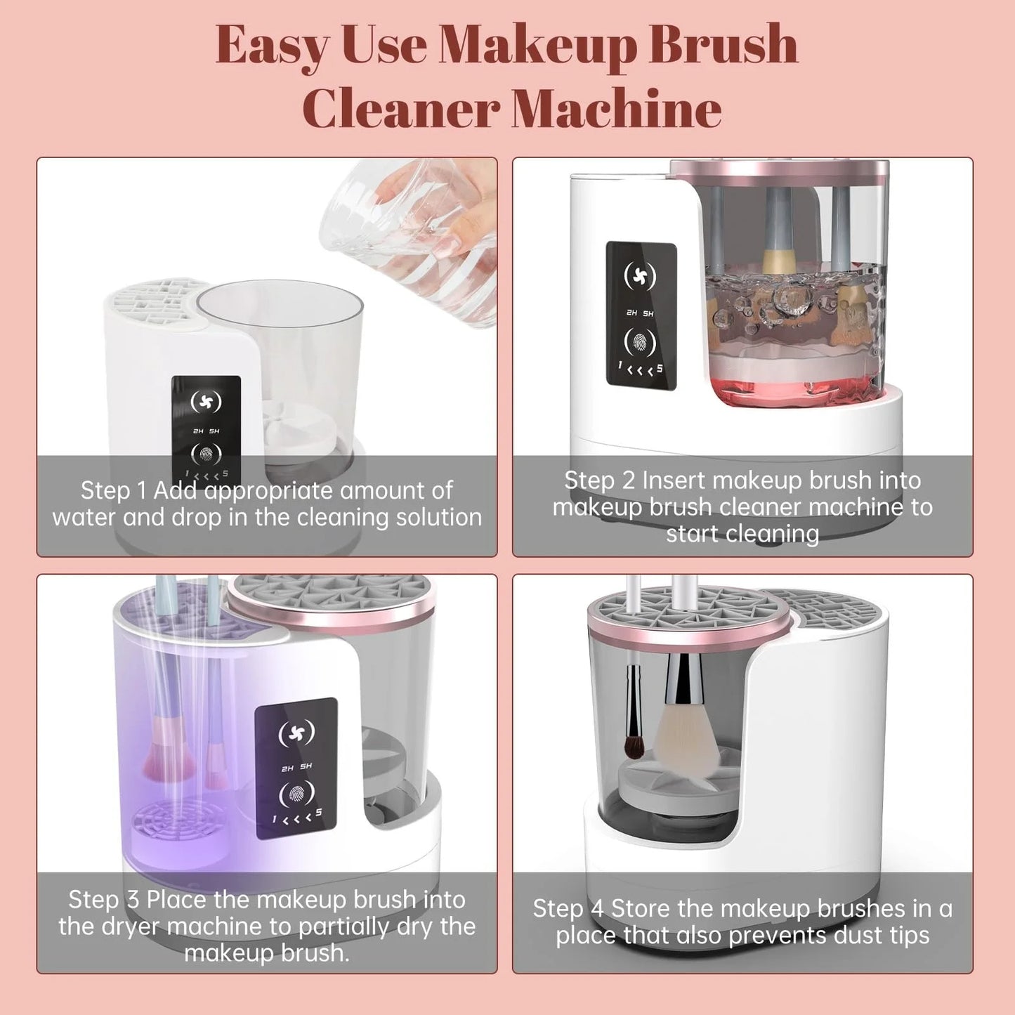 3-in-1 Electric Makeup Brush Cleaner – Clean, Dry & Organize in Minutes