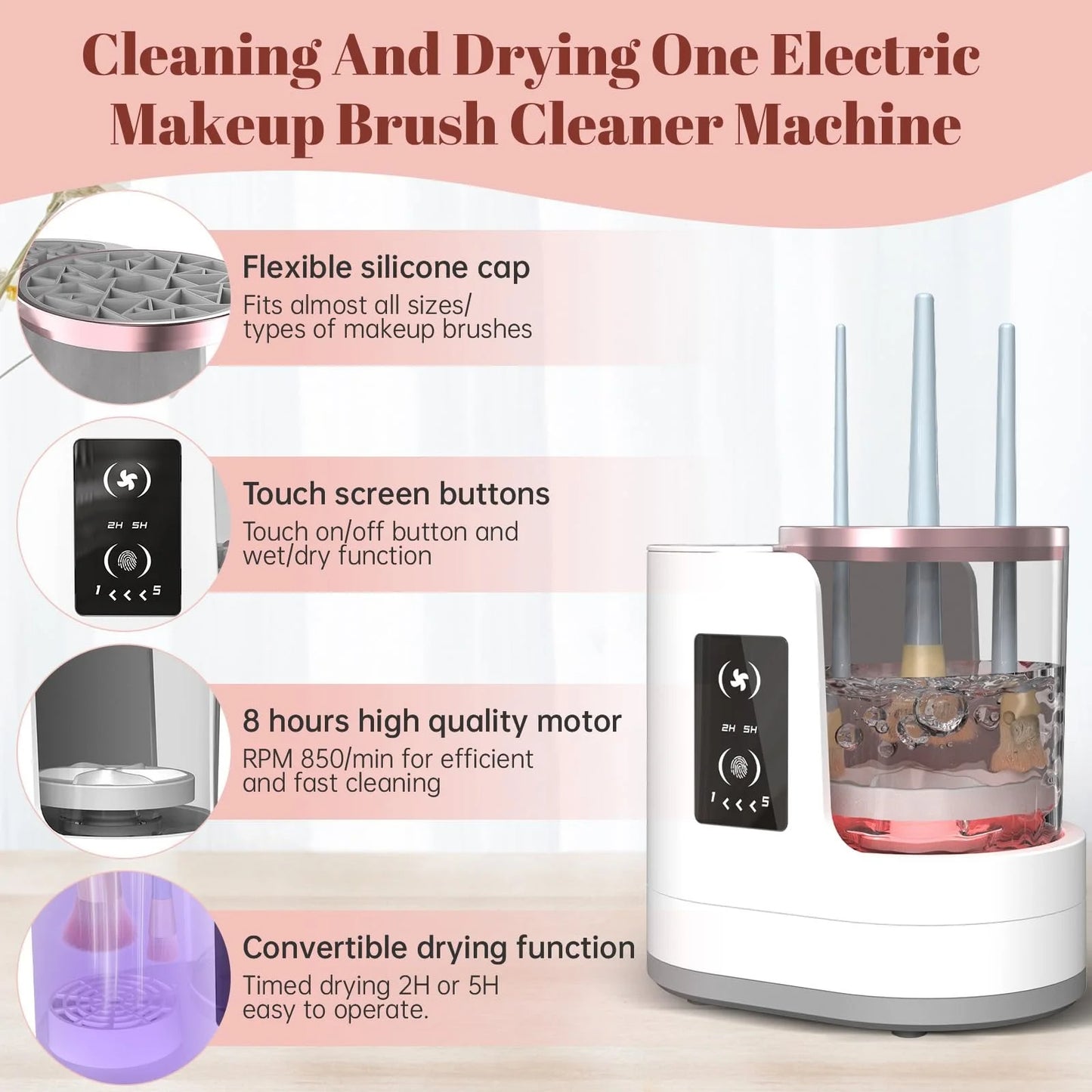 3-in-1 Electric Makeup Brush Cleaner – Clean, Dry & Organize in Minutes